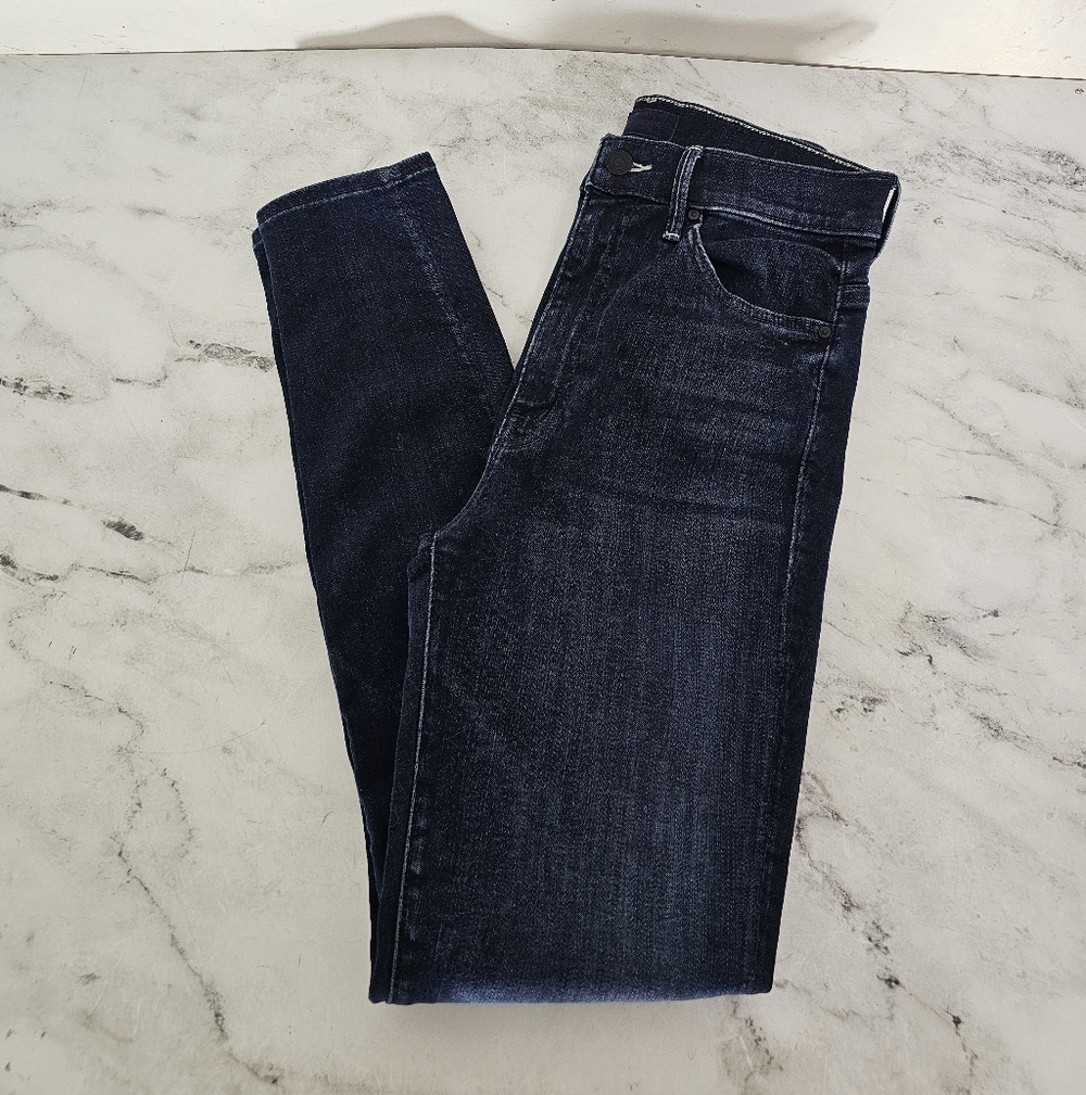 MOTHER The Swooner Ankle High Rise Dark Blue Skinny Jeans 27 Preowned - Picture 3 of 11
